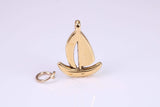 Sailing Dingy Charm, Made from Solid Cast Yellow Gold, British Hallmarked, Complete with Attachment Link
