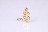 Dollar Sign Charm, Made from Solid Yellow Gold, British Hallmarked, Complete with Attachment Link