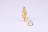 Dollar Sign Charm, Made from Solid Yellow Gold, British Hallmarked, Complete with Attachment Link