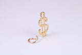 Dollar Sign Charm, Made from Solid Yellow Gold, British Hallmarked, Complete with Attachment Link
