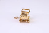 Baby Pram Charm, Traditional Charm, Made from Solid Yellow Gold, British Hallmarked, Complete with Attachment Link