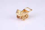 Baby Pram Charm, Traditional Charm, Made from Solid Yellow Gold, British Hallmarked, Complete with Attachment Link