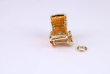 Baby Pram Charm, Traditional Charm, Made from Solid Yellow Gold, British Hallmarked, Complete with Attachment Link