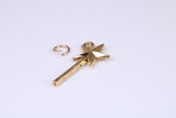 Princess Magic Wand Charm, Made from Solid Yellow Gold, British Hallmarked, Complete with Attachment Link