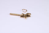 Princess Magic Wand Charm, Made from Solid Yellow Gold, British Hallmarked, Complete with Attachment Link