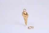 Ice Cream Cone Charm, Traditional Charm, Made from Solid Yellow, British Hallmarked, Complete with Attachment Link