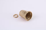 Sewing Thimble Charm, Traditional Charm, Made from Solid Yellow Gold, British Hallmarked, Complete with Attachment Link