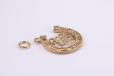 Good Luck Horse Shoe Charm, Traditional Charm, Made from Solid Yellow Gold, British Hallmarked, Complete with Attachment Link