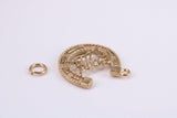 Good Luck Horse Shoe Charm, Traditional Charm, Made from Solid Yellow Gold, British Hallmarked, Complete with Attachment Link