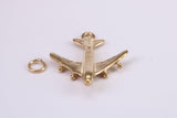 Jumbo Jet 747 Charm, Traditional Charm, Made from Solid Yellow Gold, British Hallmarked, Complete with Attachment Link