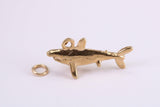 Shark Charm, Made from Solid Cast Yellow Gold, British Hallmarked, Complete with Attachment Link