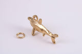 Shark Charm, Made from Solid Cast Yellow Gold, British Hallmarked, Complete with Attachment Link