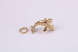Dolphin Charm, Traditional Charm, Made from Solid Yellow Gold, British Hallmarked, Complete with Attachment Link