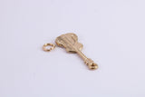 Guitar Charm, Made from Solid Yellow Gold, British Hallmarked, Complete with Attachment Link