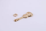 Guitar Charm, Made from Solid Yellow Gold, British Hallmarked, Complete with Attachment Link