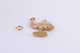 Emu Charm, Made from Solid Cast Yellow Gold, British Hallmarked, Complete with Attachment Link
