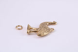 Emu Charm, Made from Solid Cast Yellow Gold, British Hallmarked, Complete with Attachment Link