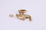 Emu Charm, Made from Solid Cast Yellow Gold, British Hallmarked, Complete with Attachment Link