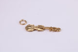 Violin Charm, Traditional Charm, Solid Yellow Gold, British Hallmarked, Complete with Attachment Link