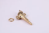 Long Tailed Bird Charm, Made from Solid Cast Yellow Gold, British Hallmarked, Complete with Attachment Link