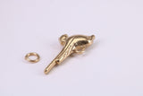 Long Tailed Bird Charm, Made from Solid Cast Yellow Gold, British Hallmarked, Complete with Attachment Link
