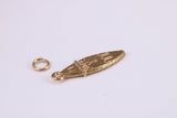 Surf Board Charm, Traditional Charm, Made from Solid Yellow Gold, British Hallmarked, Complete with Attachment Link