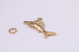 Sail Fish Charm, Traditional Charm, Made from Solid Yellow Gold, British Hallmarked, Complete with Attachment Link