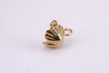 Pearl Shell Clam Charm, Made from Solid Cast Yellow Gold, British Hallmarked, Complete with Attachment Link