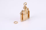 Princess Castle Charm, Made from Solid Cast Yellow Gold, British Hallmarked, Complete with Attachment Link