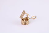 Wishing Well Charm, Made from Solid Cast Yellow Gold, British Hallmarked, Complete with Attachment Link