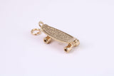Skateboard Charm, Traditional Charm, Made from Solid Yellow Gold, British Hallmarked, Complete with Attachment Link