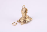 Mantle Clock Charm, Traditional Charm, Made from Solid Yellow Gold, British Hallmarked, Complete with Attachment Link