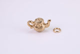 Tea Pot Charm, Made from Solid Cast Yellow Gold, British Hallmarked, Complete with Attachment Link