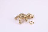 Teddy Bear Charm, Traditional Charm, Made from Solid Yellow Gold, British Hallmarked, Complete with Attachment Link