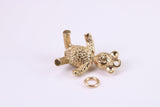 Teddy Bear Charm, Traditional Charm, Made from Solid Yellow Gold, British Hallmarked, Complete with Attachment Link