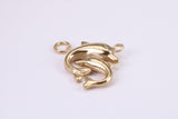 Performing Dolphins Charm, Traditional Charm, Made from Solid Yellow Gold, British Hallmarked, Complete with Attachment Link
