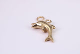 Dolphin Charm, Traditional Charm, Made from Solid Yellow Gold, British Hallmarked, Complete with Attachment Link
