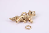 Fox Charm, Made from Solid Cast Yellow Gold, British Hallmarked, Complete with Attachment Link