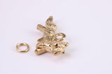 Fox Charm, Made from Solid Cast Yellow Gold, British Hallmarked, Complete with Attachment Link