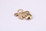 Cherries Charm, Traditional Charm, Made from Solid Yellow Gold, British Hallmarked, Complete with Attachment Link
