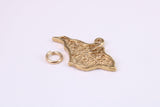 Map of Isle of White Charm, Traditional Charm, Made from Solid Yellow Gold, British Hallmarked, Complete with Attachment Link