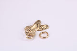 Ballerina Slippers Charm, Traditional Charm, Made from Solid Yellow Gold, British Hallmarked, Complete with Attachment Link