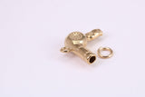 Hair Dryer Charm, Made from Solid Cast Yellow Gold, British Hallmarked, Complete with Attachment Link