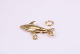 Shark Charm, Traditional Charm, Made from Solid Yellow Gold, British Hallmarked, Complete with Attachment Link