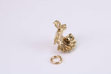 Pearl Shell Clam Charm, Traditional Charm, Made from Solid Yellow Gold, British Hallmarked, Complete with Attachment Link