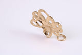 Octopus Charm, Made from Solid Yellow Gold, British Hallmarked, Complete with Attachment Link