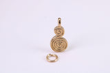 Spiral of Life Charm, Made from Solid Cast Yellow Gold, British Hallmarked, Complete with Attachment Link