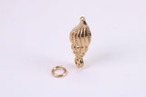 Sea Shell Charm, Made from Solid Cast Yellow Gold, British Hallmarked, Complete with Attachment Link
