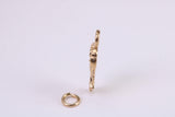 Rose Flower Charm, Made from Solid Yellow Gold, British Hallmarked, Complete with Attachment Link