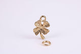 Clover Leaf Charm, Made from Solid Yellow Gold, British Hallmarked, Complete with Attachment Link